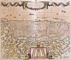 Map of the Holy Land (Israel, Palestine) by Frederick de Wit