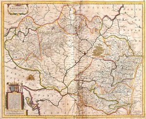 Map of the Kingdom of Aragon (Spain)