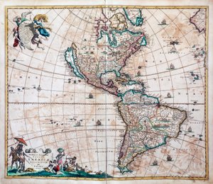 Map of Americas and Pacific, from Novissima et Totius Americae Accurate Descriptio by Frederick de Wit