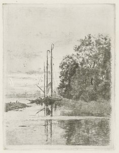 River View with Two Ships and a Boat