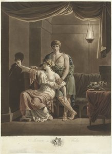Philea drawing the portrait of her beloved Ariston using the shadow of his profile on the wall