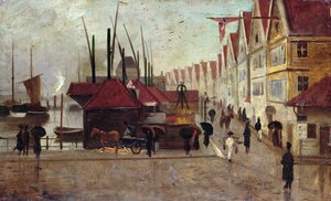 The Quay in Bergen by Frederik Collett