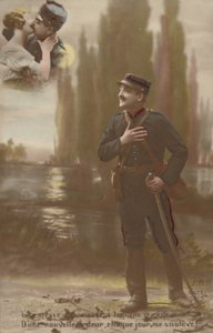 A Soldier Imagines He and His Love Kissing