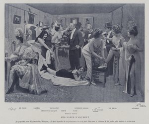 Actresses amusing themselves in the dressing rooms of the Theatre des Varietes, Paris by French Photographer