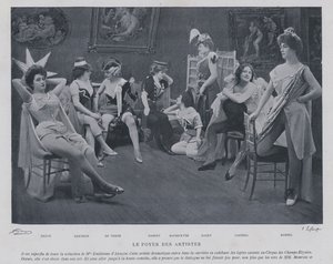 Actresses in the green room at the Theatre des Varietes, Paris by French Photographer