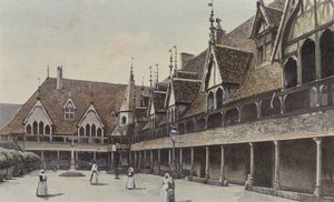 Beaune, First Inner Courtyard of the Hospital by French Photographer