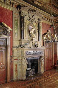 Chimneypiece in a salon at the Hotel de Paiva
