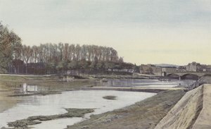 Dax, The Adour Upstream from the City Bridge by French Photographer