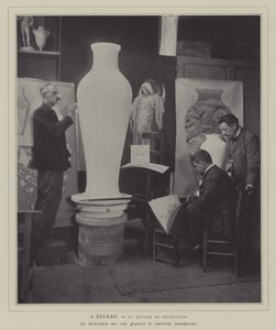 Decorating workshop at the Sevres porcelain factory, France by French Photographer