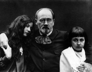 Emile Zola (1840-1902), Writer and French Journalist, in the Garden of the Verneuil-sur-Seine (Yvelines) with His Children Denise and Jacques by French Photographer