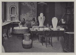 Enamelling by Brush at the Sevres Porcelain Factory, France by French Photographer