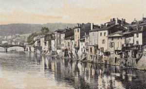 Epinal, Old Houses on Quai Rualmenil, by the Moselle by French Photographer