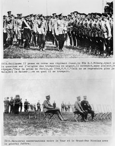 Final conversations between the Tsar and Grand Duke Nicholas II, and General Joffre, 1913
