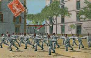 French infantry exercising, Postcard sent in 1913.