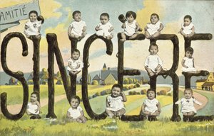 Greetings card with babies by French Photographer