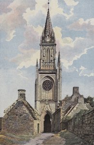 Guern, Chapel of Our Lady of Quelven, Bell Tower, West Side by French Photographer