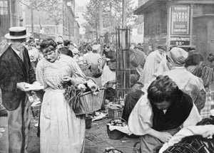 Hawker Among the Buyers and Sellers, Les Halles, Paris, 1896