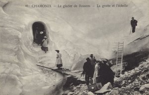 Ice grotto and ladder, Bossons Glacier, Chamonix, France