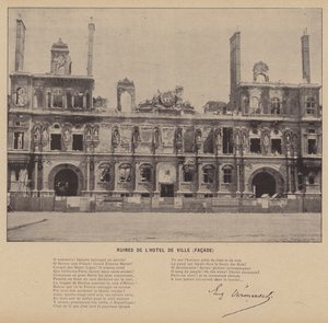 La Commune de Paris, Ruins of the Hotel de Ville, Facade by French Photographer