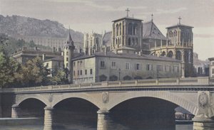 Lyon, Archbishopric, Cathedral of St-Jean and Hillside of Fourviere by French Photographer