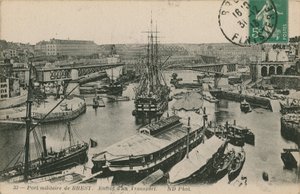 Military port at Brest, France. Postcard sent in 1913 by French Photographer