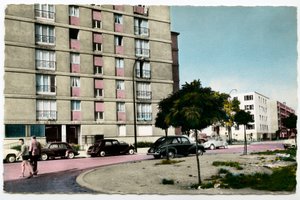 Parisian suburban city in the 1960s: the new buildings of Aubervilliers, Seine Saint-Denis, Ile de France