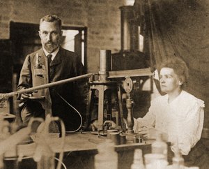 Pierre and Marie Curie in the laboratory