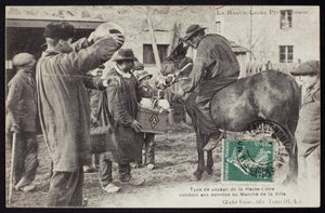 Farmer in the Haute-Loire Selling Food at the Market, c.1900