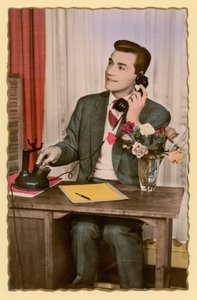 Postcard featuring telephone