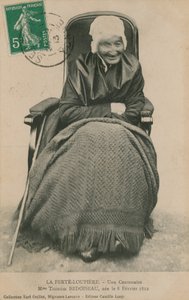 Postcard of a Centenarian, Madame Therese Bedoiseau, La Ferte-Loupiere, 1913 by French Photographer