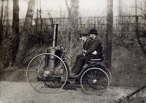 The first steam vehicle driven by the Count of Dion