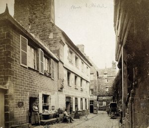 The hotel and the Poulard Inn at the entrance of Mont-Saint-Michel, late 19th century