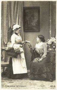 The mistress of the house giving instructions to her maid by French Photographer