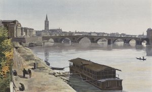 Toulouse, Pont-Neuf and Notre-Dame de la Dalbade Church, Downstream View from the Right Bank of the Garonne by French Photographer