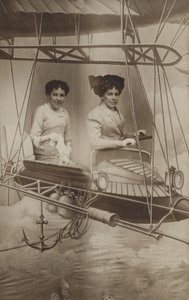Two Women Flying an Aeroplane