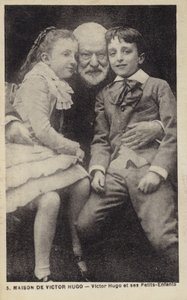 Victor Hugo (1802-1885), French poet, novelist and dramatist, with his grandchildren