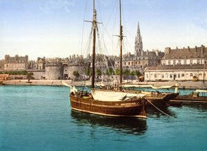 View of the walled city of St Malo from the Harbour by French Photographer