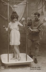 Woman in a shower with a soldier by French Photographer