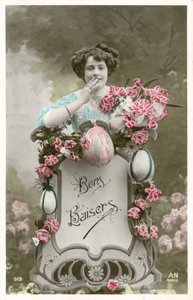 Woman with flowers and eggs