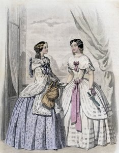 2 fashionable women - in Journal des Demoiselles 1852 by French School