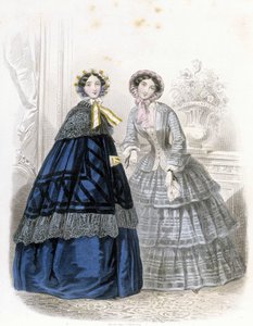 2 Fashionable Women: in Outfit - in Journal des Demoiselles 1852 by French School