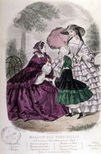 2 women and a girl: Fashion - in Magazine des damoiselles. 1858