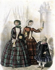 2 women with a girl - in “Journal des Demoiselles” 1852 by French School