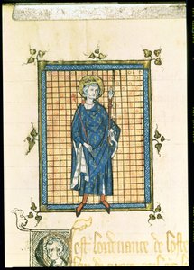 King Saint Louis Carrying the Sceptre and the Hand of Justice, from Registre des Ordonnances de L