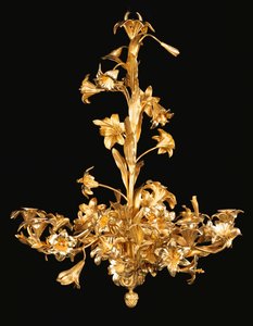 A French bronze and brass eight light chandelier, Second half 19th century