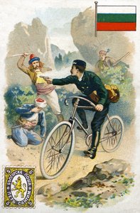 A Postman in Bulgaria fighting off robbers, late 19th century by French School
