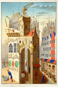 A Street in the Fifteenth Century Showing the Construction of a Tower