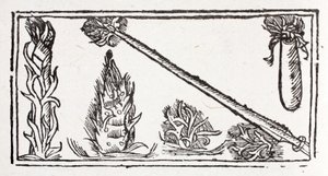 A Flaming Lance, a Rising Flame and Fiery Sparks by French School