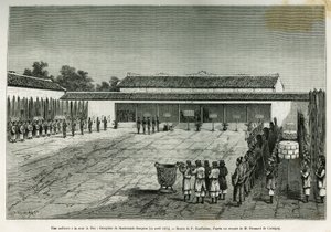A hearing at the court of Hue (Vietnam), reception of the French embassy, April 14 by French School