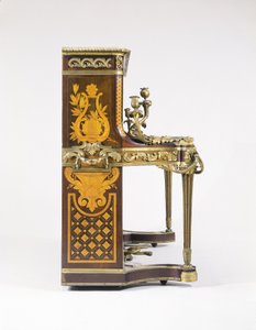 A marquetry and parquetry-inlaid upright piano by French School